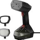Sunbeam Professional 1575W Handheld Steamer for Clothes, Variable Temperature Control, 25-Second Fast Heat-Up, Bristle Brush, Delicate Fabric Attachment, Black and Red Finish (One Size)