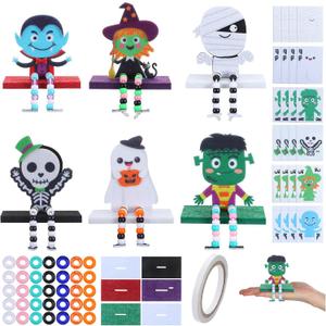 24 Sets Halloween Craft Kit DIY Themed Crafts with Beads Felt Ornament Create Your Own Holiday Art for Table Party Favors School Classroom Activities Decoration