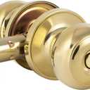 HOSOM Polished Brass Door Knob Privacy Door Knob with Lock, Interior Door Knobs for Bedroom and Bathroom, Keyless Doorknob with Round Ball, Gold Door Handle, 1 Pack