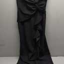 FQA Long Black Evening Gowns for Women Formal Dresses for Women Evening Party Elegant V Neck Sleeveless Split Wrap, Medium