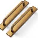 2 Pack Antique Brass Cabinet Pulls with Backplate, Solid Zinc Alloy 5'' Hole Centers Drawer Handles, Vintage Style Hardware for Bedroom, Kitchen Cupboard