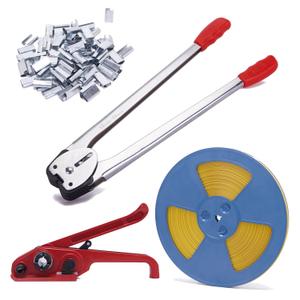 Banding Strapping Kit - Pallet Packaging Strapping Tool with Sealer Tools, 328' Length x 1/2" Wide, 100 Metal Seals Included - Durable Poly Strapping Kit 