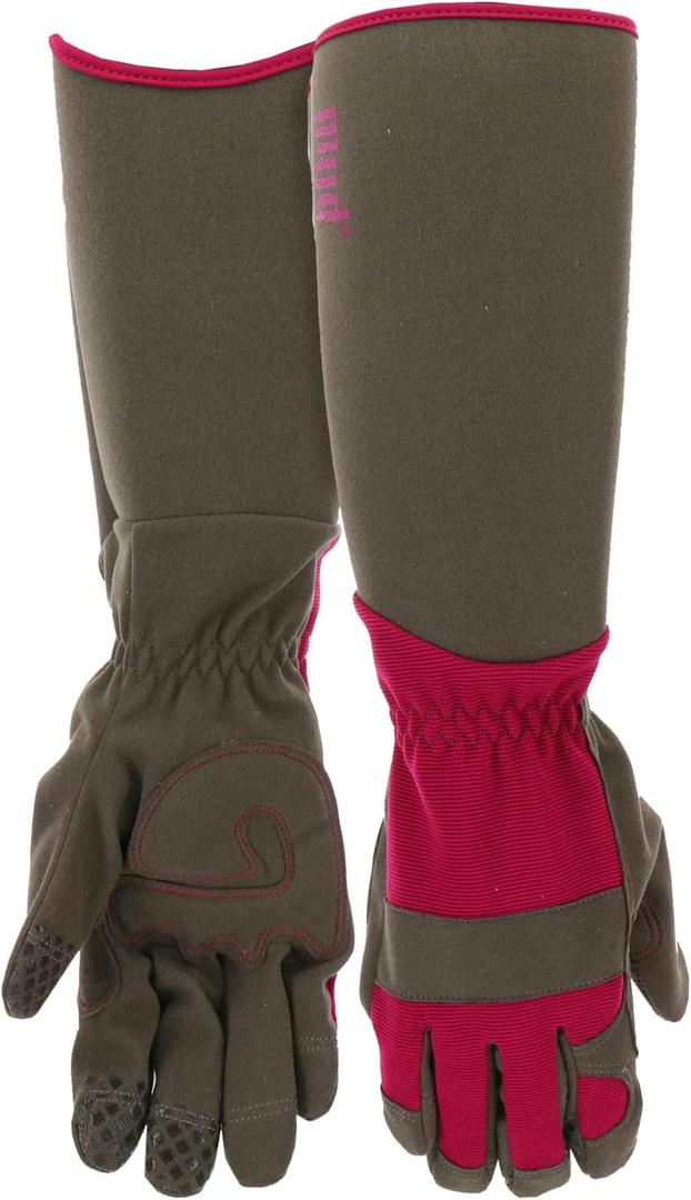 MUD Gauntlet Women's Synthetic Leather Palm with Extended Safety Cuff Garden Gloves (Medium/Large, Purple)