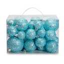 AMS 34ct Handmade Iridescent Xmas Balls Shatterproof Christmas Ornaments Set Glitter Special Colour Decoration (34ct, Blue Iridescence)
