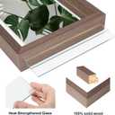 Egofine 11x14 Floating Frames Set of 2, Double Plexiglass Picture Frame, Made of Solid Wood Display Any Size Photo up to 11x14, Wall Mount or Tabletop Standing, Brown