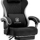 GTPLAYER Office Chair, Gaming Computer Desk Fabric Chair with Footrest, High Back Ergonomic Office Chair with Pocket Spring Lumbar Support and Linkage Armrests Adjustable Height Swivel for Home Task