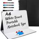 Portable White Board Small Dry Erase Board, 9" x 12" Double Sided Foldable whiteboard with 3 Pens, A4 Reusable Notebook with Storage Mesh Bag for Study, Meeting, Draft, Notes, Doodling (Black)
