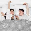 JarThenaAMCS Winter Fuzzy Blanket 60 x 50 Inch Christmas Grey White Snowflake Throw Blanket for Holiday Home Chair Sofa Couch Bed