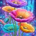 2 x 5D Colorful Flowers Diamond Painting Kits, Full Round Diamond Art Kits for Adults Tornado Diamond Dots Paint by Numbers Kits 30x40