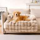 FUNNYFUZZY Calming Dog Bed Mat, Fluffy Fuzzy Couch Cover for Sofa, Furniture Protector with Removable Washable Cover for Medium Small Dogs and Cats (Coffee,37.4  33.46  6.3 in) (Large)