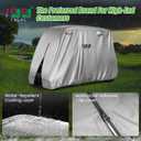 10L0L Golf Cart Cover 2/4/4+2 Passenger for Yamaha EZGO Club Car, Heavy Duty 420D Waterproof Windproof Durable Oxford Golf Cart Cover with 3 Zipper Doors for All-Weather Protection (Black/Silver), Size: L- For 2/2+2/4 Passenger Cart