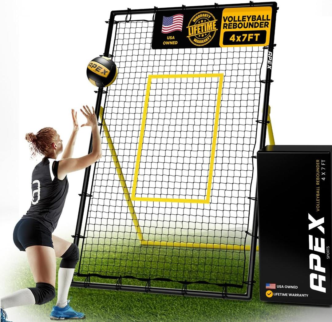 Adjustable Volleyball Rebounder Net 7x4 ft  Bounce Back Training Equipment with Angle Customization for Practicing Volleying, Bumping, Spiking  Durable & Portable with Travel Bag