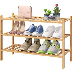 viewcare 3Tier Free Standing Shoe Racks, Bamboo Wood Shoe Rack for Entryway & Closet, Beautiful | Natural | Functional | Sturdy Shoe Rack