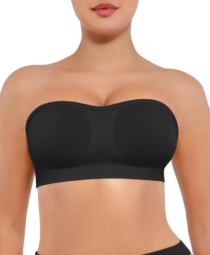 FeelinGirl Strapless Bra for Women Seamless Wireless Bralette - Strapless Support, Adjustable & Padded, Full Coverage, 3XL