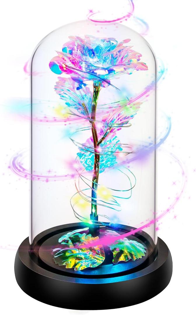 Childom Mothers Day Flowers Gifts for Mom from Daughter Son,Birthday Gifts for Women Mom Grandma Wife,Flowers for Delivery Prime,Rotating Light Up Rose in A Glass Dome,Anniversary Valentines Gifts