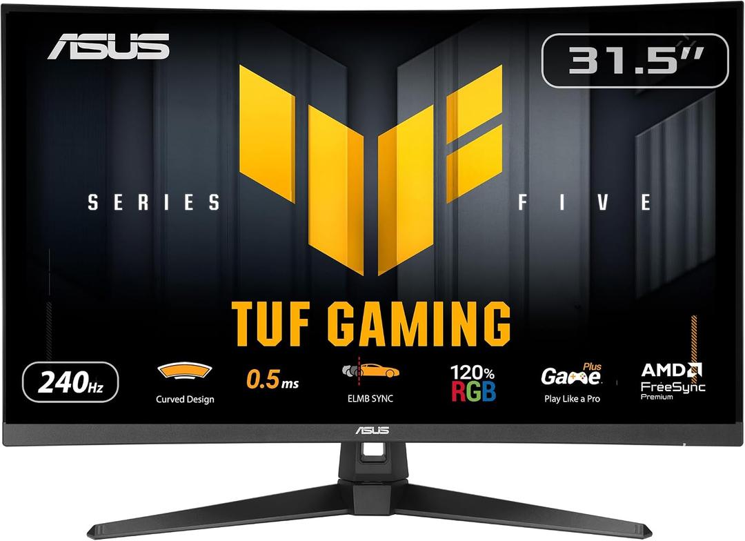 ASUS TUF Gaming Series 5 32” 1080P Curved Monitor (VG32VQM5AZ) - Full HD, 1500R, 240Hz, 0.5ms, Extreme Low Motion Blur Sync, FreeSync Premium, 120% sRGB, DisplayWidget