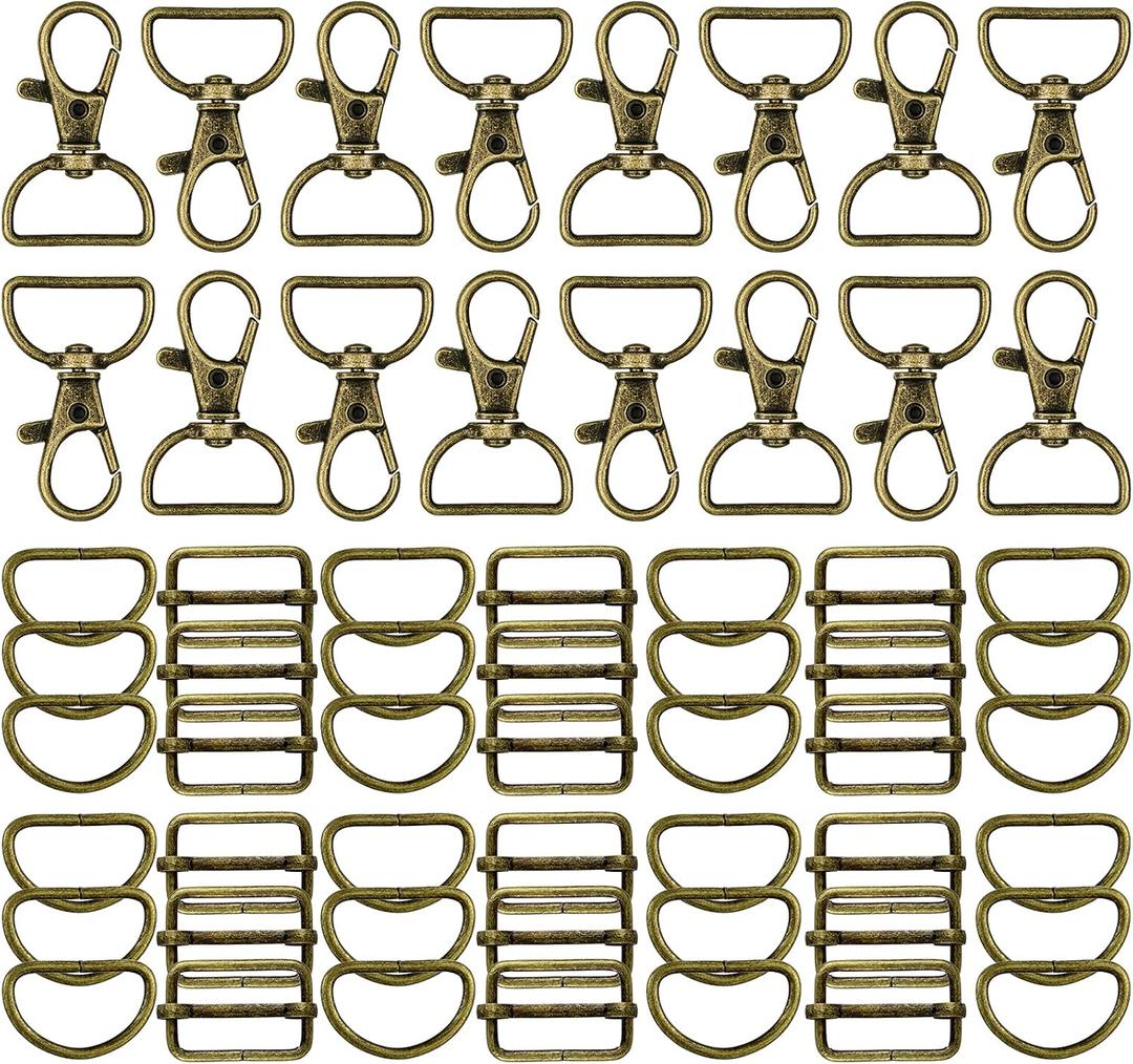 56 Pieces D Rings for Purse Bag Hardware Purse Hardware for Bag Making Buckles Craft (Bronze,25 mm)