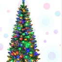 4FT Pre-Lit Artificial Pencil Christmas Tree With Led Lights