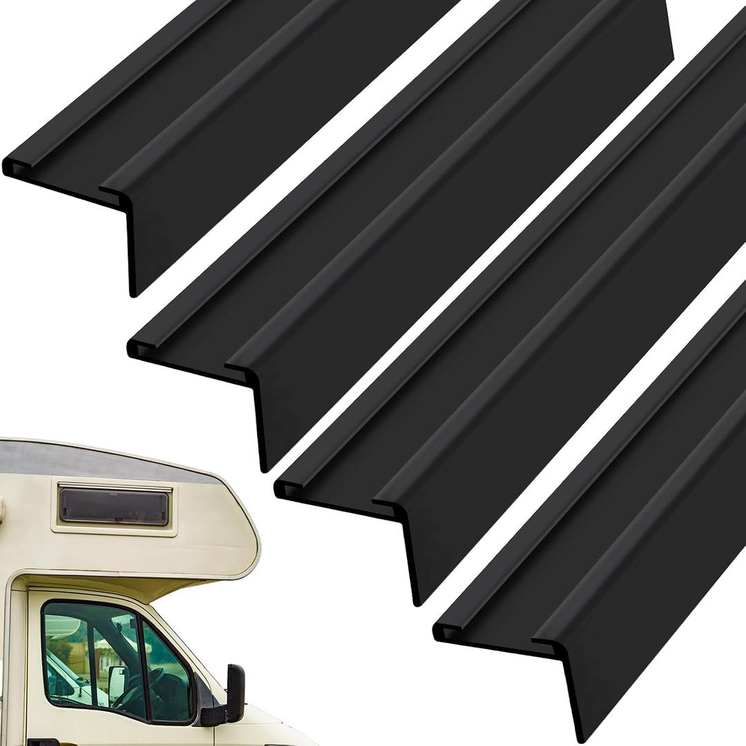 Zonon 4 Pack RV Insert Roof Trim with 3/4" Leg 48inch Length Exterior Molding RV Roof Trim, Aluminum (Black)