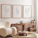 Baccone Flower Line Wall Art Set of 3 Botanical Canvas Wall Decor Floral Minimalist Wall Art Abstract Plant Pictures Flower Line Prints Black White Floral Artwork for Room Bedroom 12x16 Inch Unframed