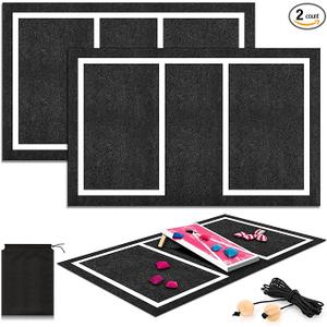 2 Pcs Cornhole Mats Set 60x96 Professional Cornhole Pitch Pad, Range Finder Tool Set, Non-Slip Board Game Mats for Under Boards Keep Tossing Bags Clean and Secure Footing