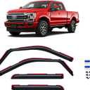 in-Channel Rain Guards for 2017-2022 F250 F350 F450 F550 Super Duty Crew Cab, Window Visor Shields Vent Deflector Shade Wind Dark Smoke 2018 2019 2020 2021, Tape-On Inside-Mount, 4PCS