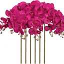 38 Inch Orchids Artificial Flowers 6 PCS Fake Orchids Velvet Silk Orchids Faux Orchid Flowers Long Stem Artificial Flowers for Tall Vase for Home Wedding Decoration(Fuchsia)