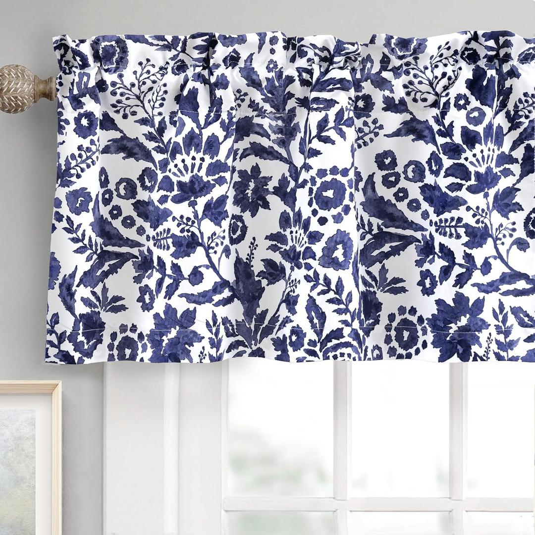 DriftAway Julia Lined Valance Double Layer Thermal Insulated Room Darkening Blackout Valances 3 Inch Rod Pocket Window Valance for Bathroom Living Room, 52 Inch by 18 Inch, Navy