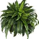 Giant Artificial Boston Ferns for Outdoors Large UV Resistant Lifelike Faux Fern, Realistic Silk Greenery Plants Large for Patio, Office, Home Decor, 88 Branches, 48 in Fake Fern Natural Green