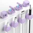 8 Pack Magnetic Cord Organizer, Easy Secure Adhesive Cable Management, Wire Holder Keeper Organizer Management, Hide/Organize Phone USB Charger Cable for Home,Office,Car,Desk,Nightstand-Purple