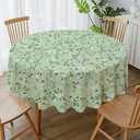 Round Tablecloth Waterproof Fabric 60x60 inch Floral Bird Tablecloth for Kitchen Dining Room