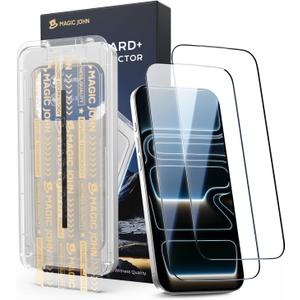 MAGIC JOHN 3rd Gen Upgraded for iPhone 17 Pro Screen Protector 6.3 Inch,HD Clear,Shatterproof Tempered Film,Auto Dust-Elimination,Bubble Free,Easy Installation,2 Pack