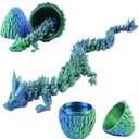Qxbuhe 12inch 3D Printed Dragon Egg,Mystery Crystal Dragon Fidget Toys,Articulated Dragon,Home Desk Decor Easter Surprise Dinosaur Eggs,Adults Fidget Toys for Autism/ADHD (Cyanine)