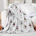 Christmas Halloween Ghost Reading Book Blanket 50 x 60 Inches Soft Knit Throw with Ghosts Reading Book Pattern Halloween Christmas Decoration Gift for Living Room Couch Sofa Bed