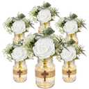 6-Piece Baptism Mason Jar Centerpiece Set with Wooden Cross & Floral
Silk PeoniesBaby’s BreathRustic Farmhouse Style, Ready-to-Use Table Decor, Ideal for Christening, First Communion Weddings