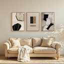 FWIEXA Large Neutral Abstract Wall Art Set of 3, Framed Modern Canvas Paintings for Living Room, Beige Black White Prints Artwork, 24x36 Inch Pictures Wall Decor for Bedroom, Bathroom, Hallway, Office