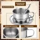 12 Pack Stainless Steel Coffee Cup Set, 6.8 oz Coffee Cups Mugs with Saucer and Spoon Double Wall Espresso Silver Cup with Handle for Cappuccino, Tea, Milk, Ideal Gift for Espresso Tea Lover, Coffee cup: about 3.54 x 1.97 inches