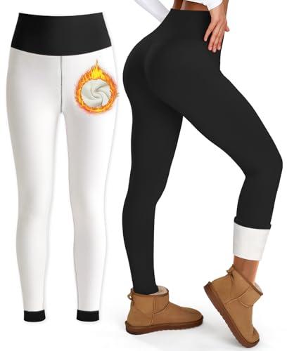 Bluemaple Fleece Lined Leggings Women High Waisted Tummy Control Thermal Warm Winter for Women Workout Yoga Pants XL