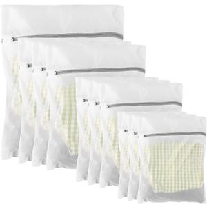 10 Pack Mesh Laundry Bags for Delicates with Non Rust Zipper- MDSXO White Laundry Bags Mesh Wash Bags, Easy Fit Bra, Sock, Lingerie, Sneaker, Baby Laundry for Washing Machine Travel Storage[1XL/ 3L/ 3M/ 3S]