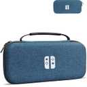 EFFIFLOW Slim Carrying Case Compatible with Switch 2 (2025), Portable Hard Protective Travel Case with 10 Game Slots & Accessory Pocket, Storage Bag for Switch 2 Console & Accessories (Denim Blue)