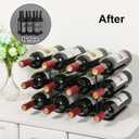 Countertop Wine Rack - 12 Bottle Freestanding Wine Bottle Holder Stand - 3 Tier Wooden Wine Storage Rack - Black Wavy Wine Organizer for Cabinet Pantry Home Kitchen Bar