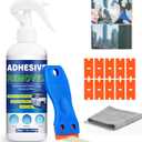 Adhesive Remover, 300ml Sticker Remover Spray with Plastic Scraper, Glue Remover for Windows, Glass, Plastic, Carpet, Rapidly Removes Stickers, Glue, Tape, Residue, Labels Remover, Car Sticker Remover