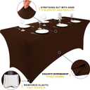 Smiry 2 Pack Spandex Table Cloth 6FT, Elastic Fitted Stretch Tablecloths, Washable and Wrinkle Free Rectangular Patio Table Cover for Outdoor, Wedding, Banquet & Parties (Coffee, 72Lx30Wx30H Inch)