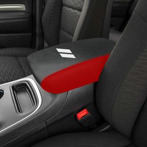 for Dodge Durango 2011-2020 Car Armrest Cover Center Console Pad Covers Scratch Resistance Box Cover Leather Protector Pad Interior Decoration Accessories (Carbon Fiber+Red)