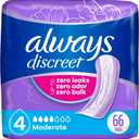 Always Discreet Adult Incontinence Pads for Women, Extra Heavy Absorbency, Regular Length, Postpartum Pads, 66 Count