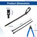 Reusable Zip Ties 8 inch 100 Pack with Wire Cutters, Adjustable Releasable Cable Ties 50lbs Tensile Strength, Self-Locking Nylon Ties for Home, Office, Garden, Workshop, Industrial Use