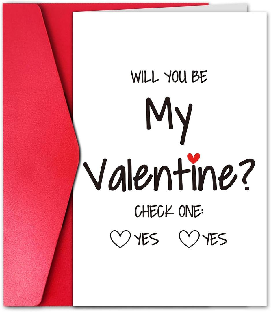 3 x Will You Be My Valentine Card, Funny Valentines Day Card Gift for Men Women Him Her, Check One, Happy Valentines Day Gift Idea (Will You) (#24)