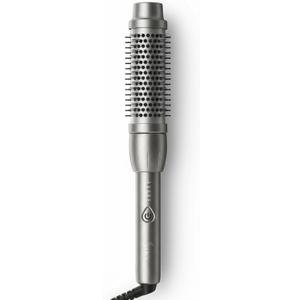 IKV Thermal Brush for Blowout Look, 1.5 Inch Blowout Curling Brush for Hair Straightening, Heated Round Brush with Dual Voltage, 2 in 1 Hair Straightener and Curler, Travel-Friendly Styling Tool