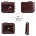 Genuine Leather Men's Wallet with Zipper Vintage RFID Blocking Large Capacity Wallet for Men with 11 Credit Card Slots and 1 ID Window (Black)