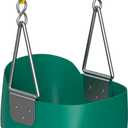 Jungle Gym Kingdom Baby Swing Outdoor - Heavy Duty Toddler Swing Set Accessories, High Back, Full Bucket Seat with Coated Chains for Outdoor Use - Fully Assembled - Green